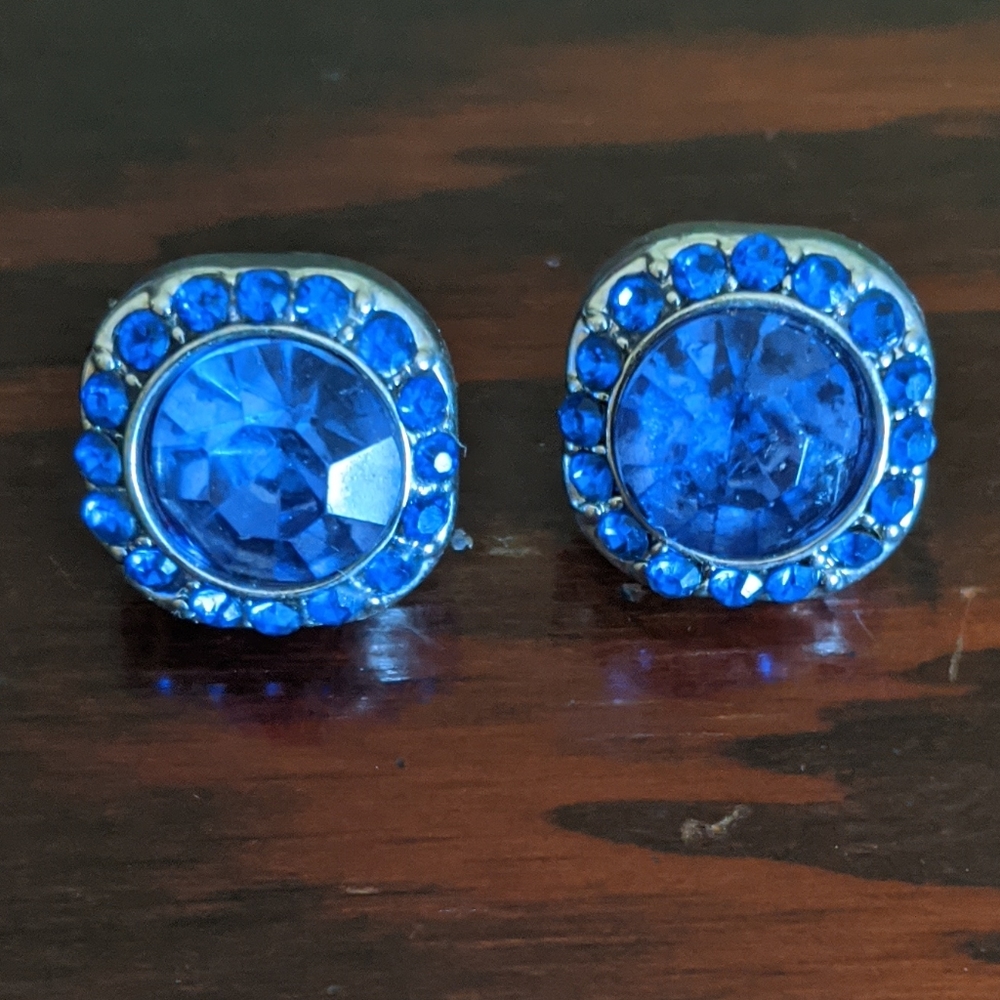 Large blue stud earrings